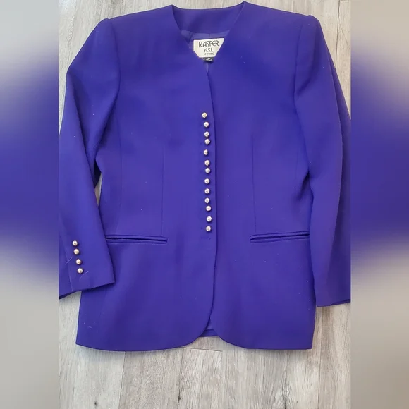 Kasper ASL Royal Purple & Gold Women's Skirt Suit Jacket & Matching Skirt Set - Picture 6 of 7